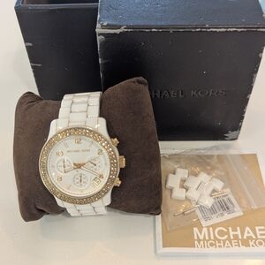 Michael Kors Gold and White Chronograph Watch
